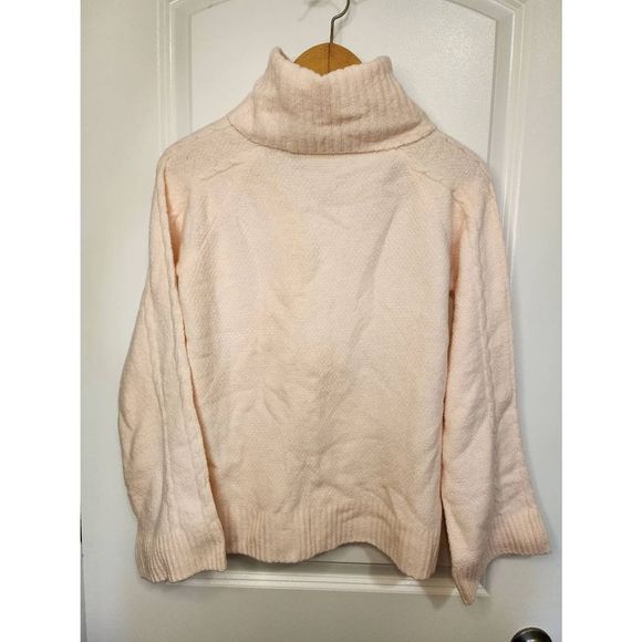 G.I.L.I Women's Pullover Sweater Turtleneck Keyhole Cable Knit Peach Size Large - Picture 6 of 6